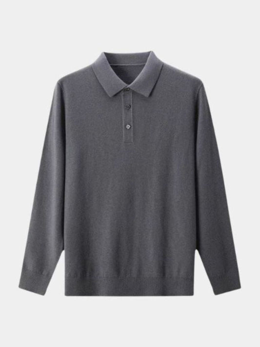 Wool Knit Button Up Polo Pullover - Casa  Laro CASA LARO