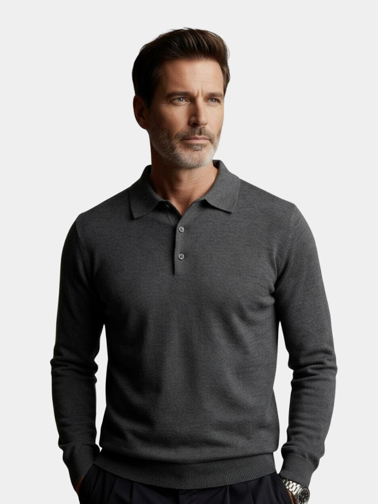 Wool Knit Button Up Polo Pullover - Casa  Laro CASA LARO