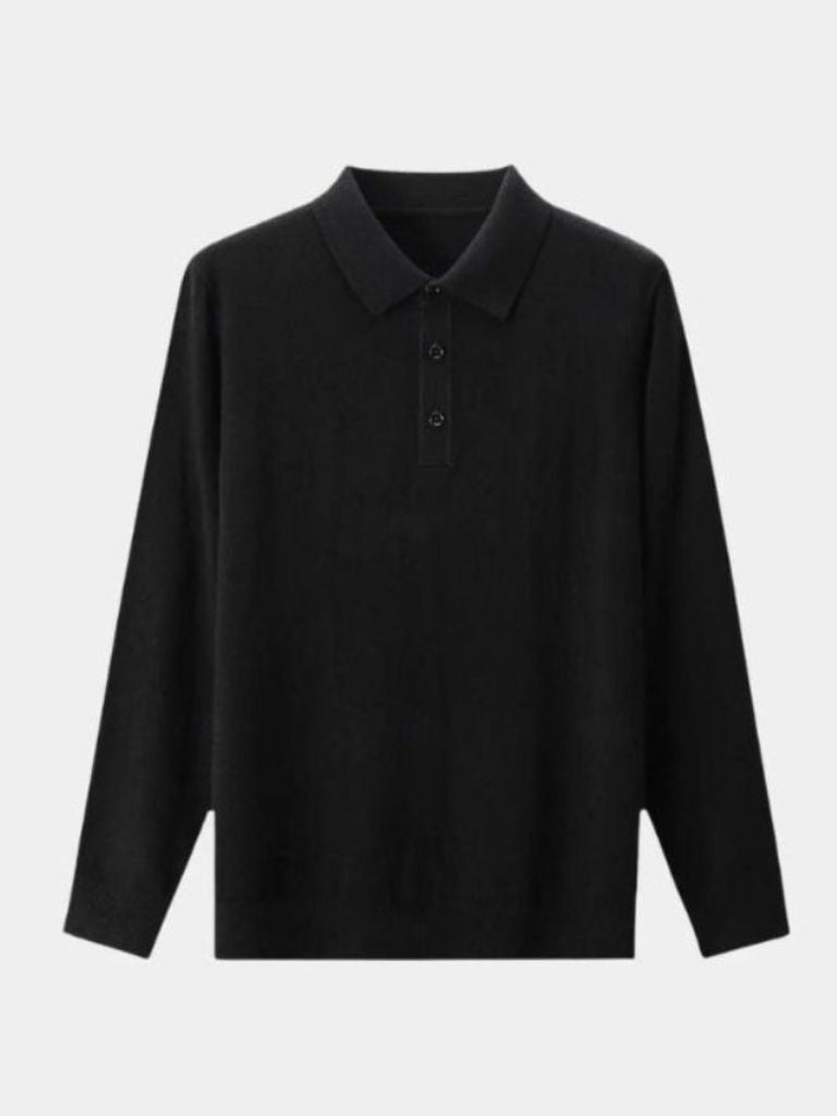 Wool Knit Button Up Polo Pullover - Casa  Laro CASA LARO