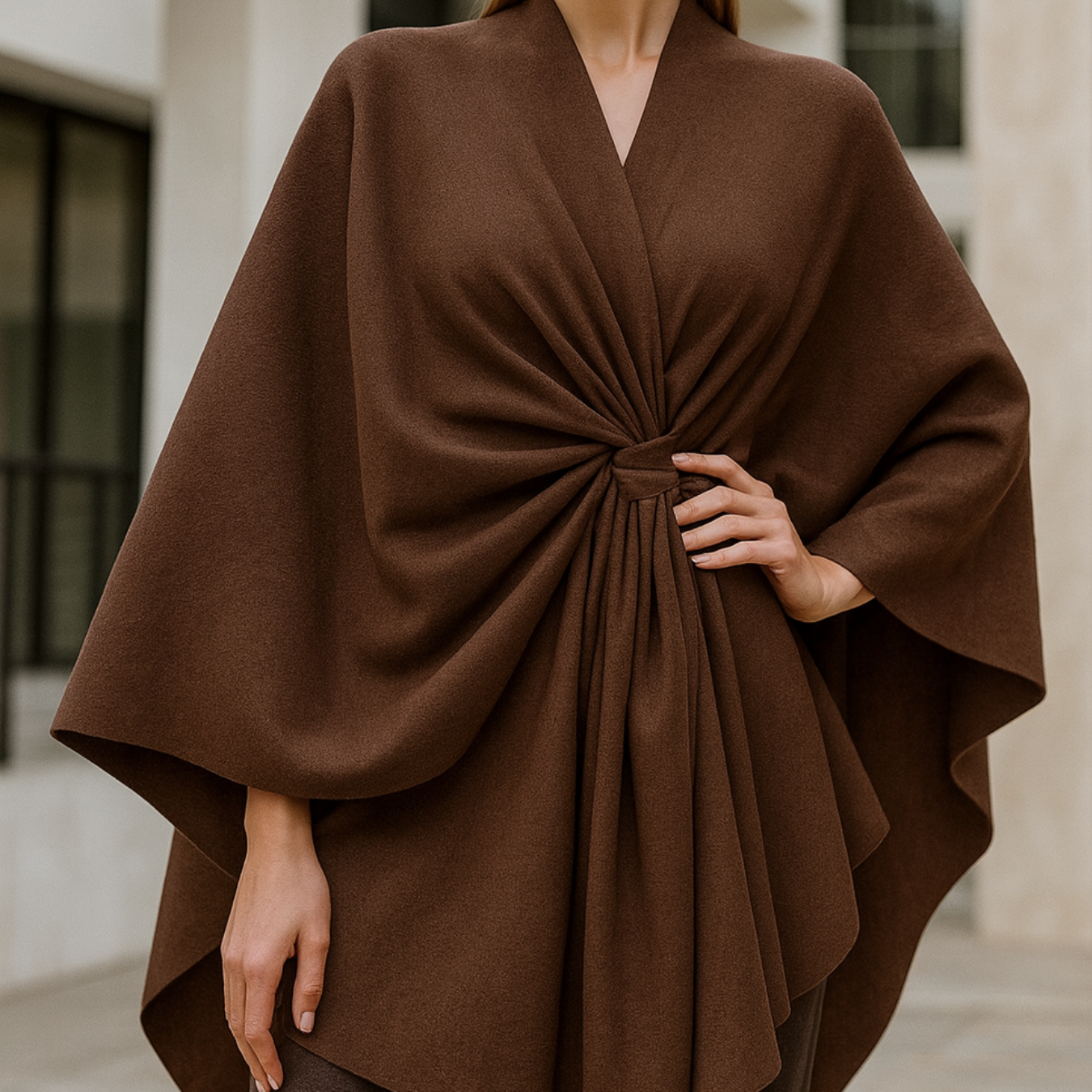 Yvonne - Draped Poncho CASA LARO WOMEN