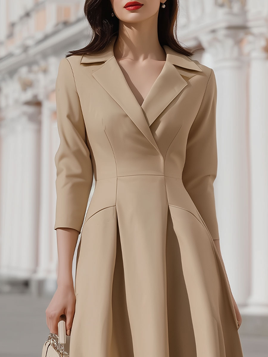 Casa Laro Beige Blazer-Style Midi Dress SN