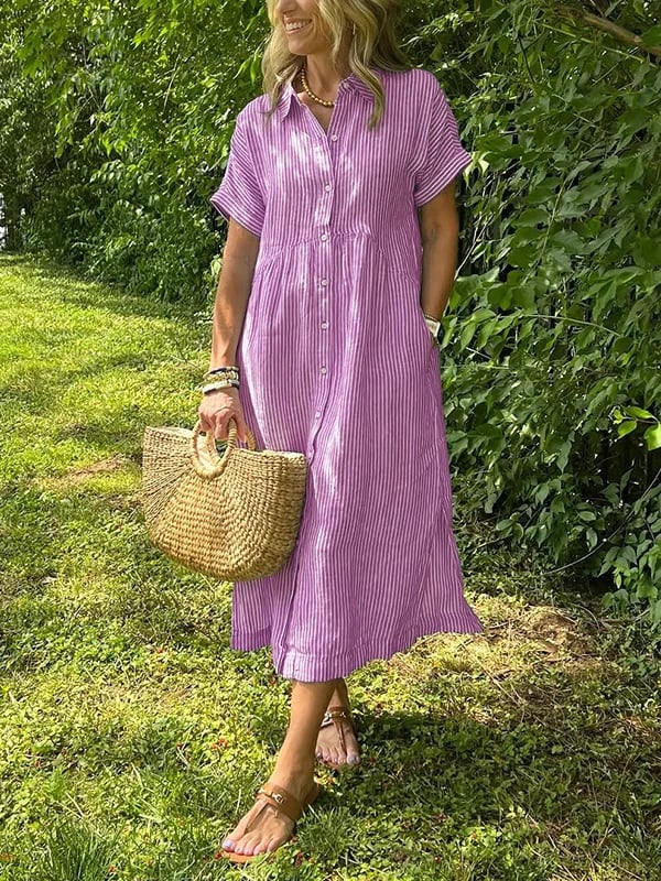 Ishka™ | Striped Shirt Dress