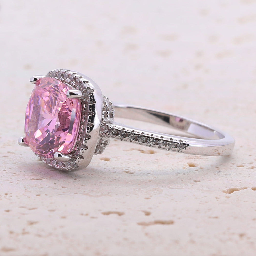 3.5ct Cushion Cut Halo Multi Color Sterling Silver Engagement Ring shine of diamond