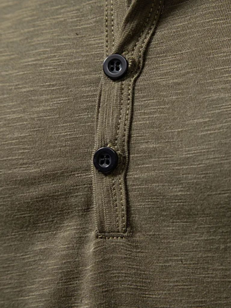 Henley Neck Long Sleeve T-Shirt - Casa  Laro CASA LARO