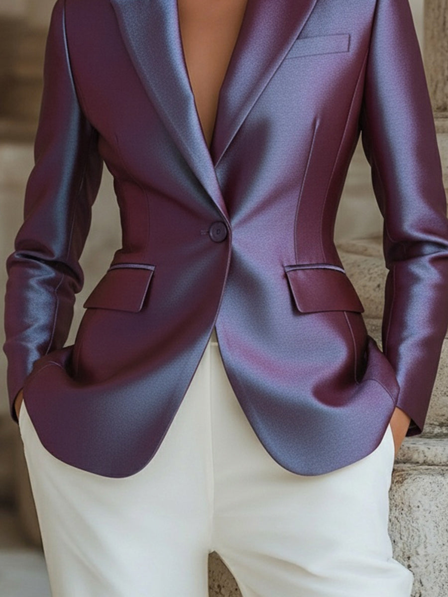 Iridescent Satin Tailored Blazer MLZ