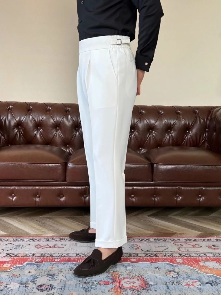 Classic Italy Sidetab Elastic Trousers - Casa  Laro CASA LARO