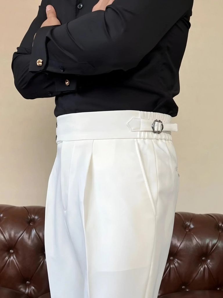 Classic Italy Sidetab Elastic Trousers - Casa  Laro CASA LARO