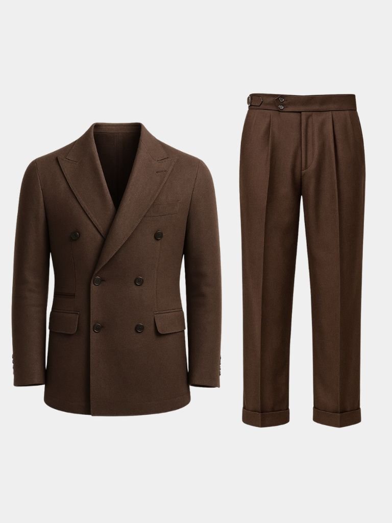 Dark Brown Garbadine Suit - Casa  Laro CASA LARO