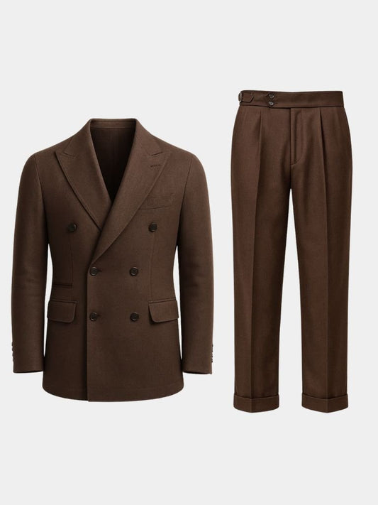 Dark Brown Garbadine Suit - Casa  Laro CASA LARO