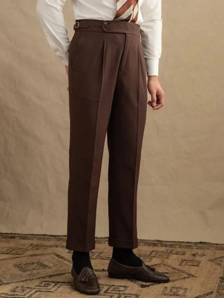 Dark Brown Garbadine Suit - Casa  Laro CASA LARO