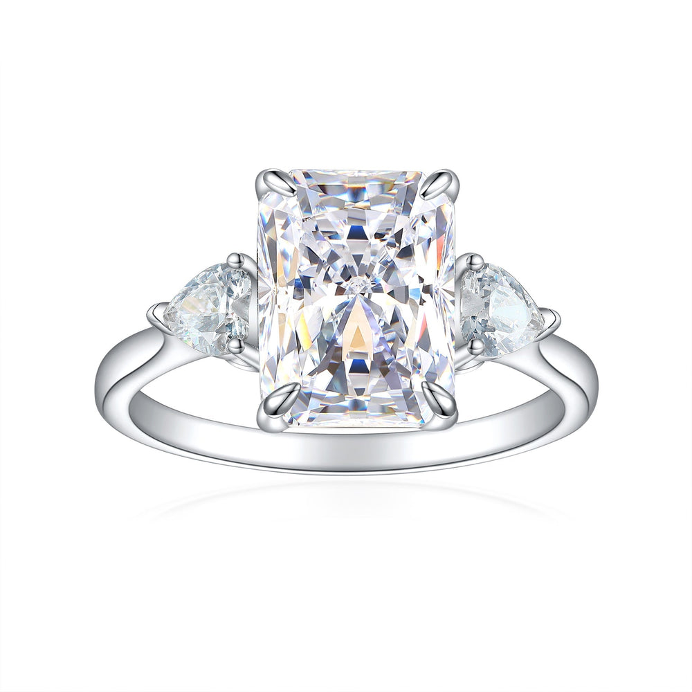 4.0CT Three Stone Pink Sterling Silver Engagement Ring (Multi Color Available) shine of diamond