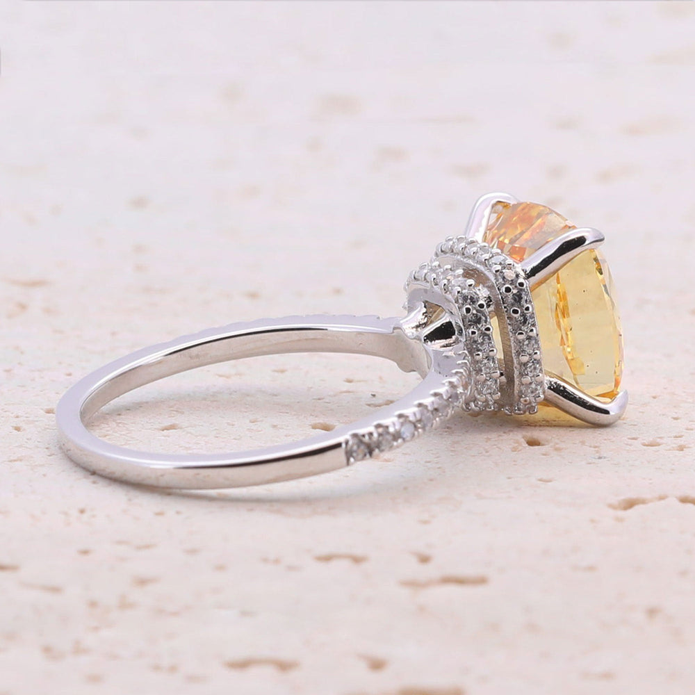 5.0CT Cushion Cut Sterling Silver Engagement Ring with Double Halo(Multi Color Available) shine of diamond