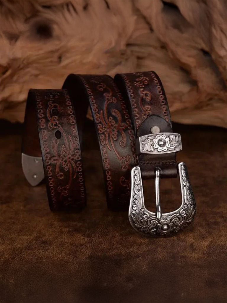 Elegant Western Leather Belt - Casa  Laro CASA LARO