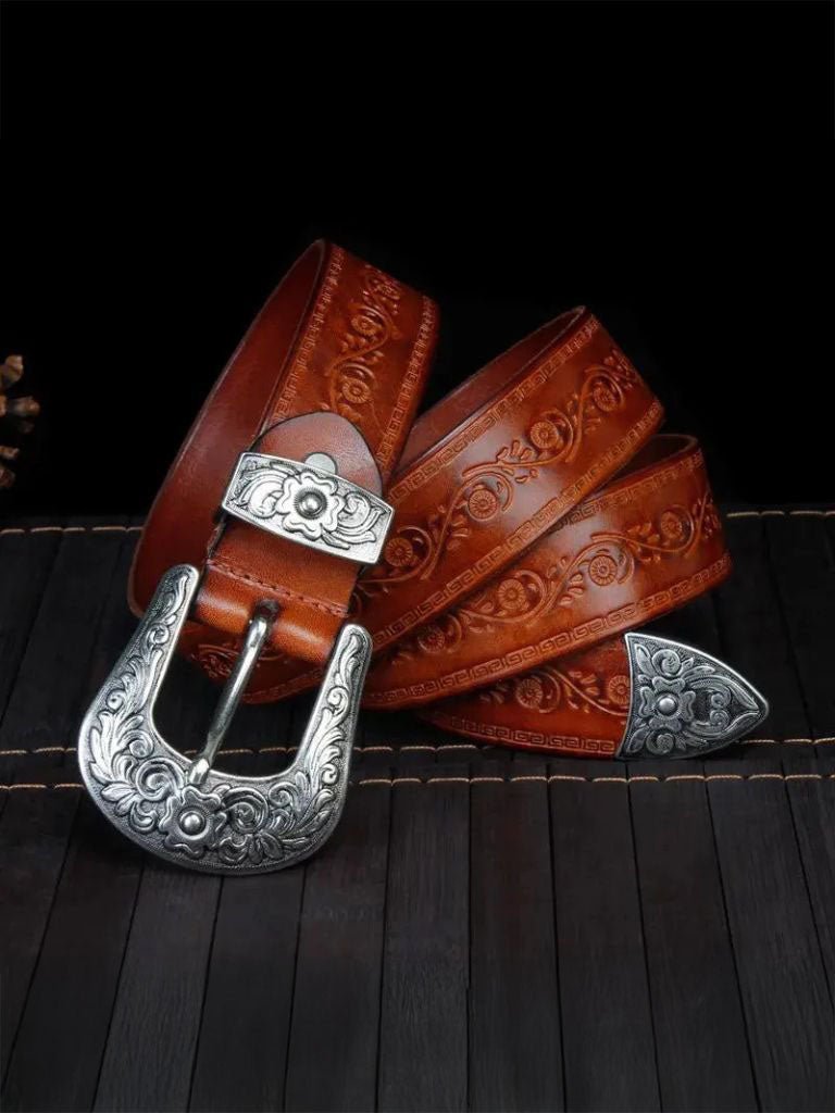 Elegant Western Leather Belt - Casa  Laro CASA LARO