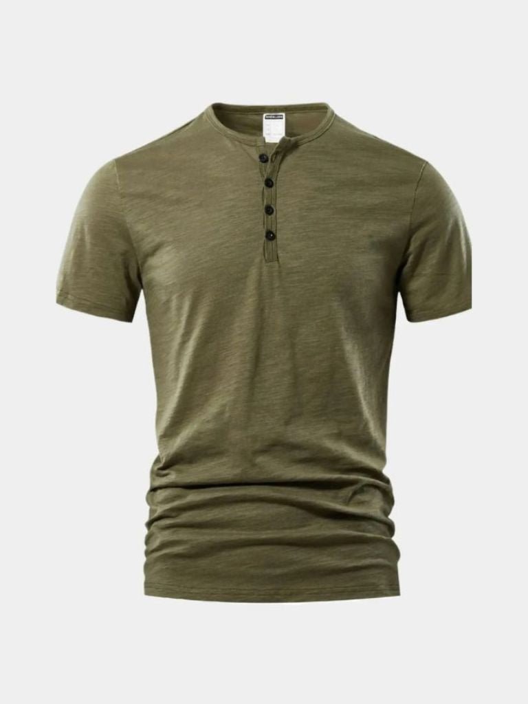 Essential Casual Henley Neck T-Shirt - Casa  Laro CASA LARO