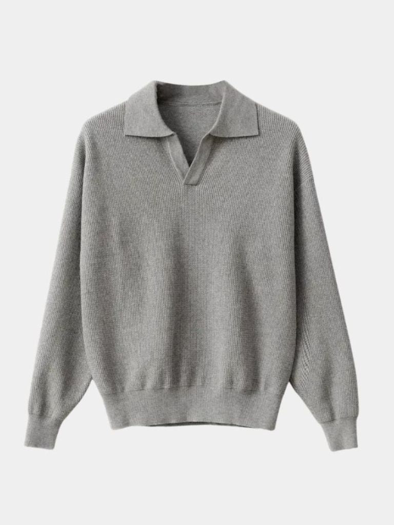 Essential V-Neck Polo Sweater - Casa  Laro CASA LARO