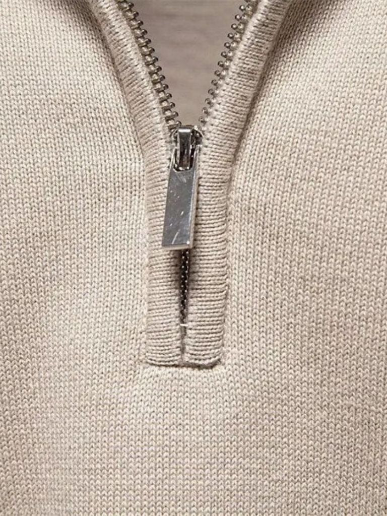 Half Zip Knitwear Solid Color Cardigan Sweater - Casa  Laro CASA LARO