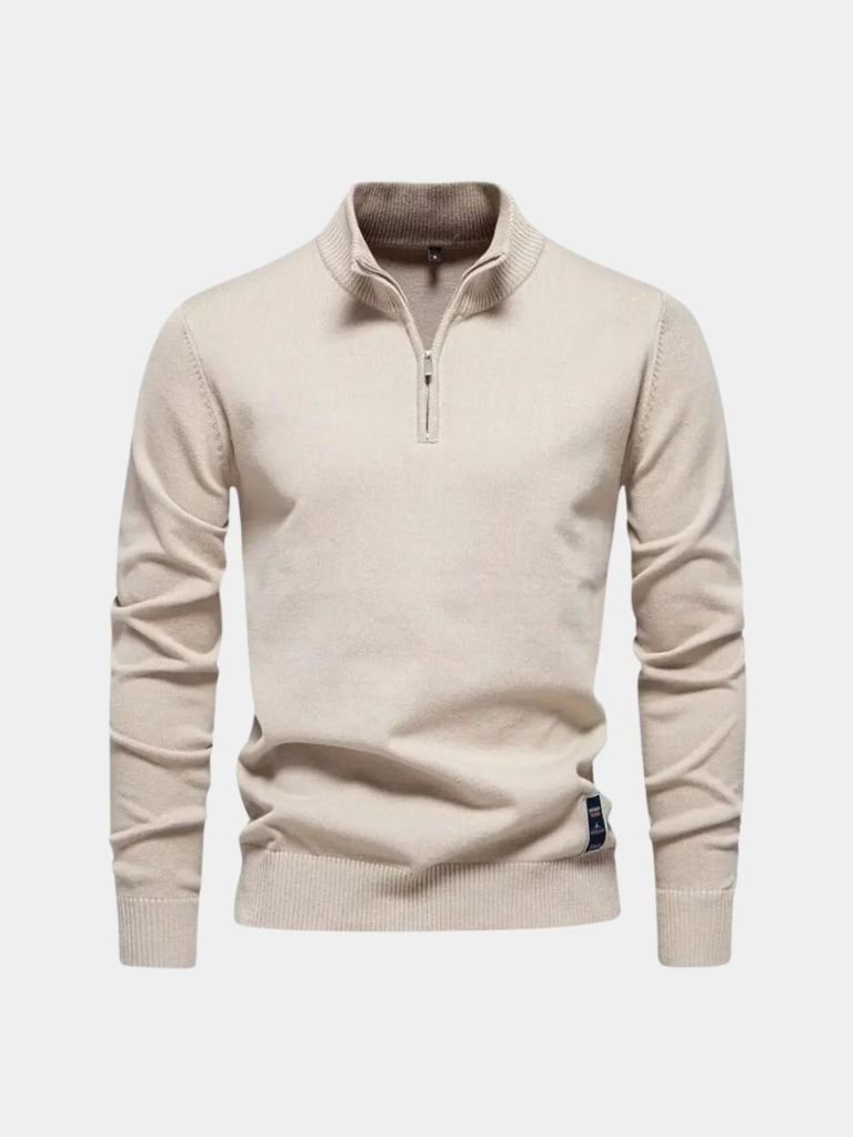 Half Zip Knitwear Solid Color Cardigan Sweater - Casa  Laro CASA LARO
