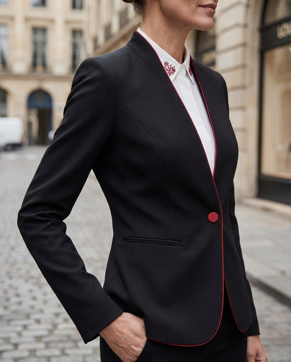 Velvet Tailored Blazer With Contrast Trim
