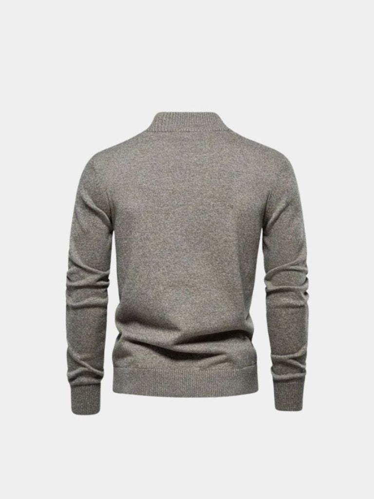 Knitted Stand Collar Cotton Cardigan - Casa  Laro CASA LARO