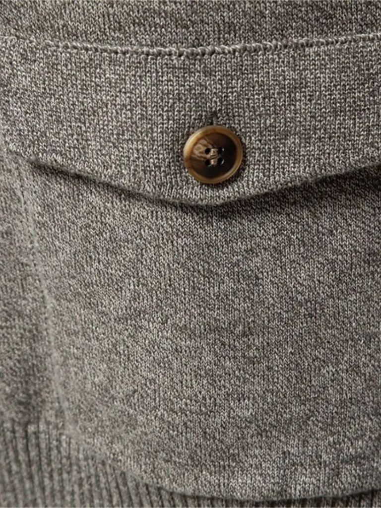 Knitted Stand Collar Cotton Cardigan - Casa  Laro CASA LARO