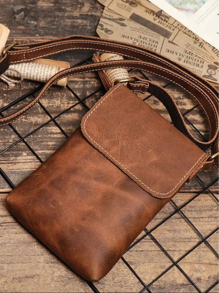 Men's Mini Leather Shoulder Bag - Casa  Laro CASA LARO