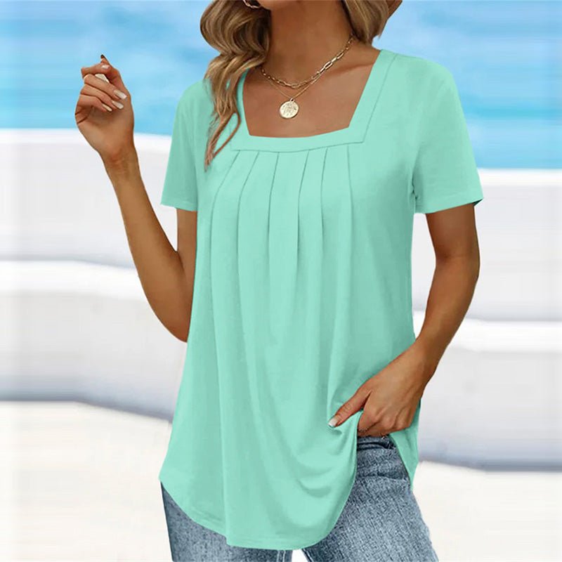 Valina | Pleated Square Neck Top