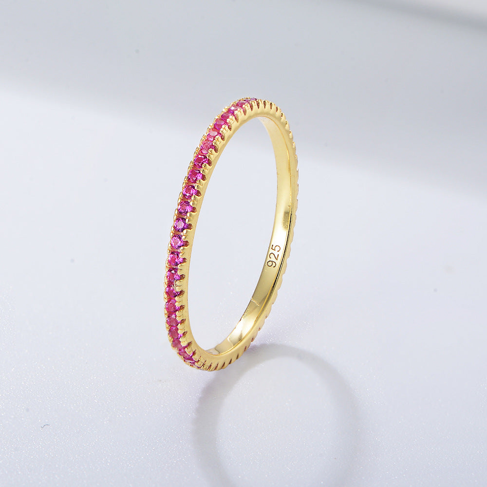Golden Tone Multi-Color Eternity Band Stackable Ring shine of diamond