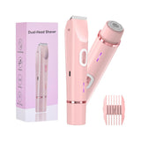 Rosava dual-head design: foil shaver head plus precision trimmer head with comb guard