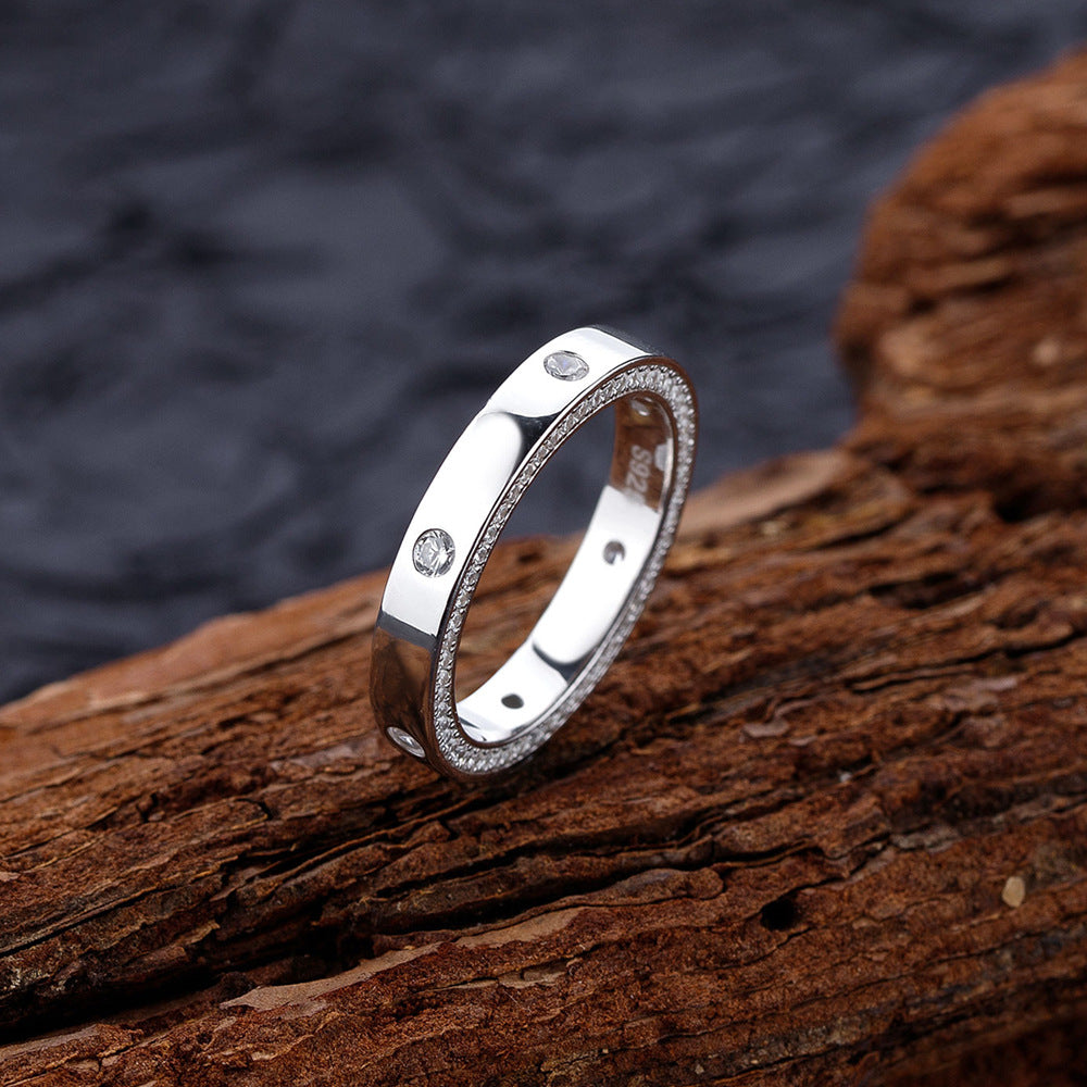 Round Cut Gemstone Accents Wedding Band Shineofdiamond