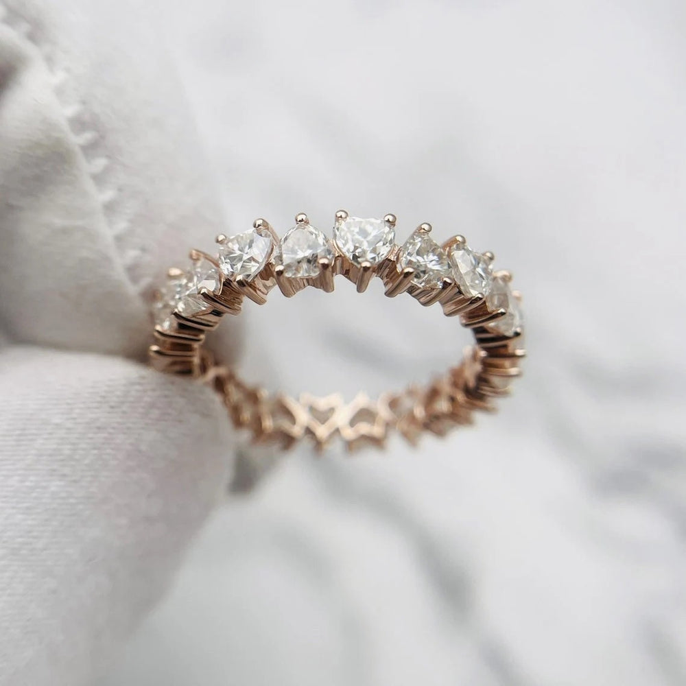 Heart Shape Wedding Band Eternity Ring in Sterling Silver Shineofdiamond