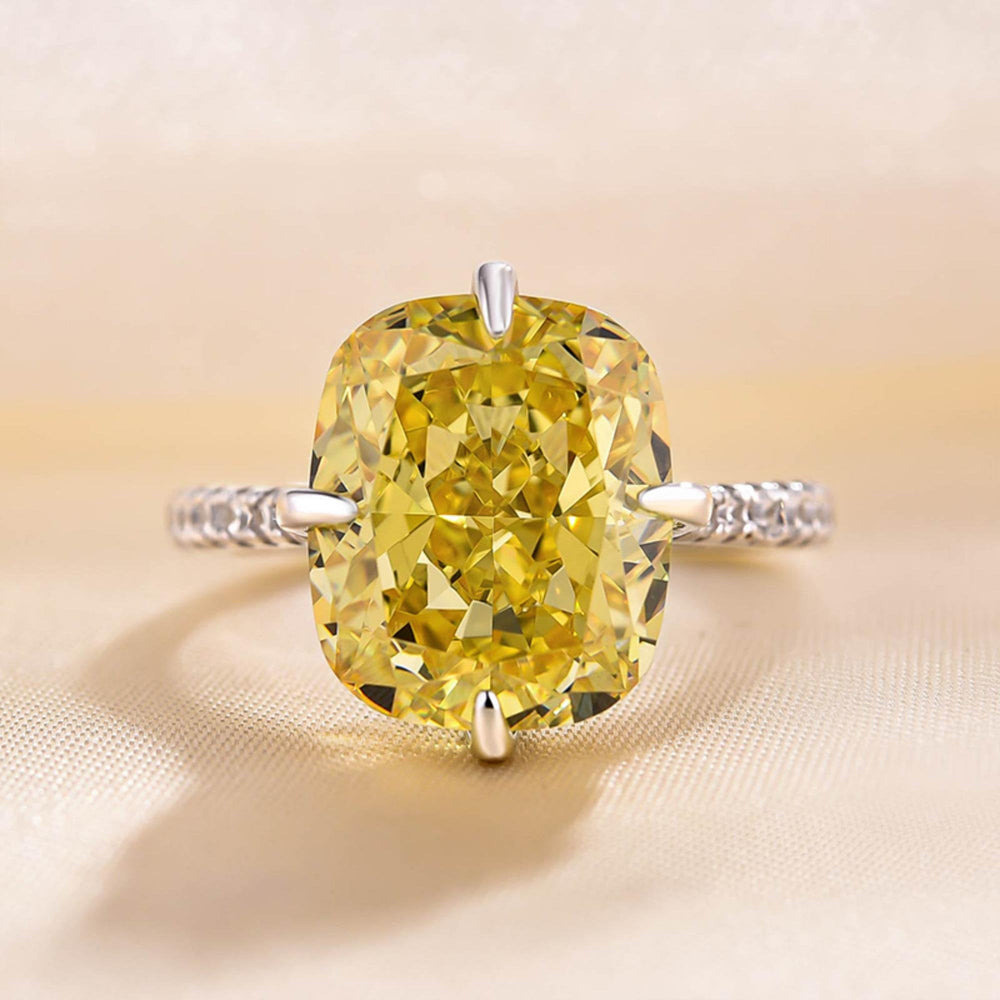 Yellow Stone Radiant Cut Engagement Ring in Sterling Silver Shineofdiamond