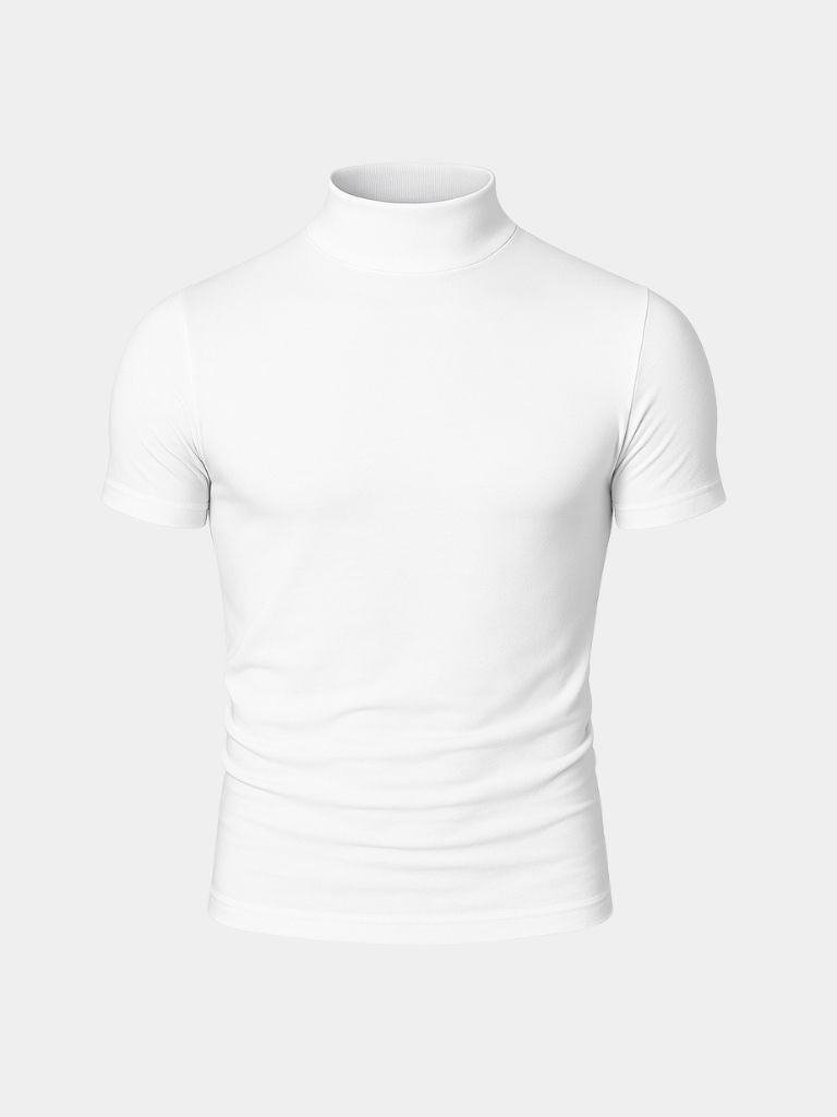 Solid Casual Turtle Neck T-Shirt - Casa  Laro CASA LARO