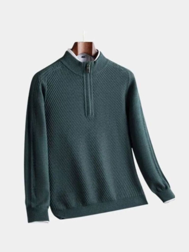 Stripe Quarter Zip Wool Sweater - Casa  Laro CASA LARO