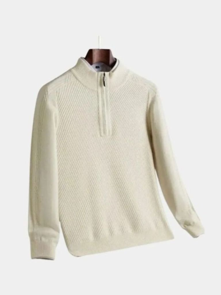 Stripe Quarter Zip Wool Sweater - Casa  Laro CASA LARO