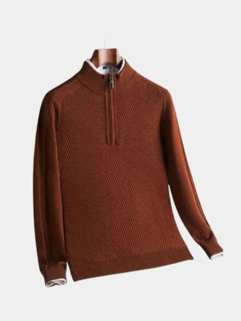 Stripe Quarter Zip Wool Sweater - Casa  Laro CASA LARO