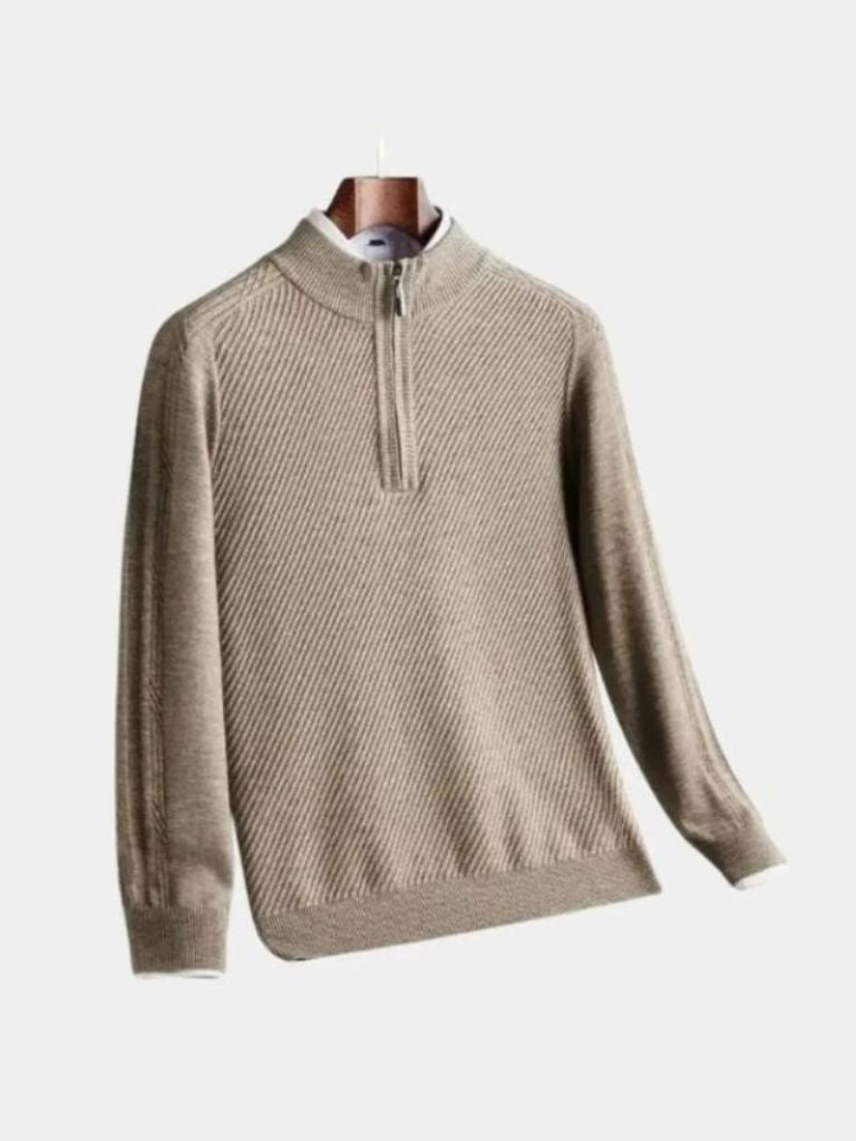 Stripe Quarter Zip Wool Sweater - Casa  Laro CASA LARO