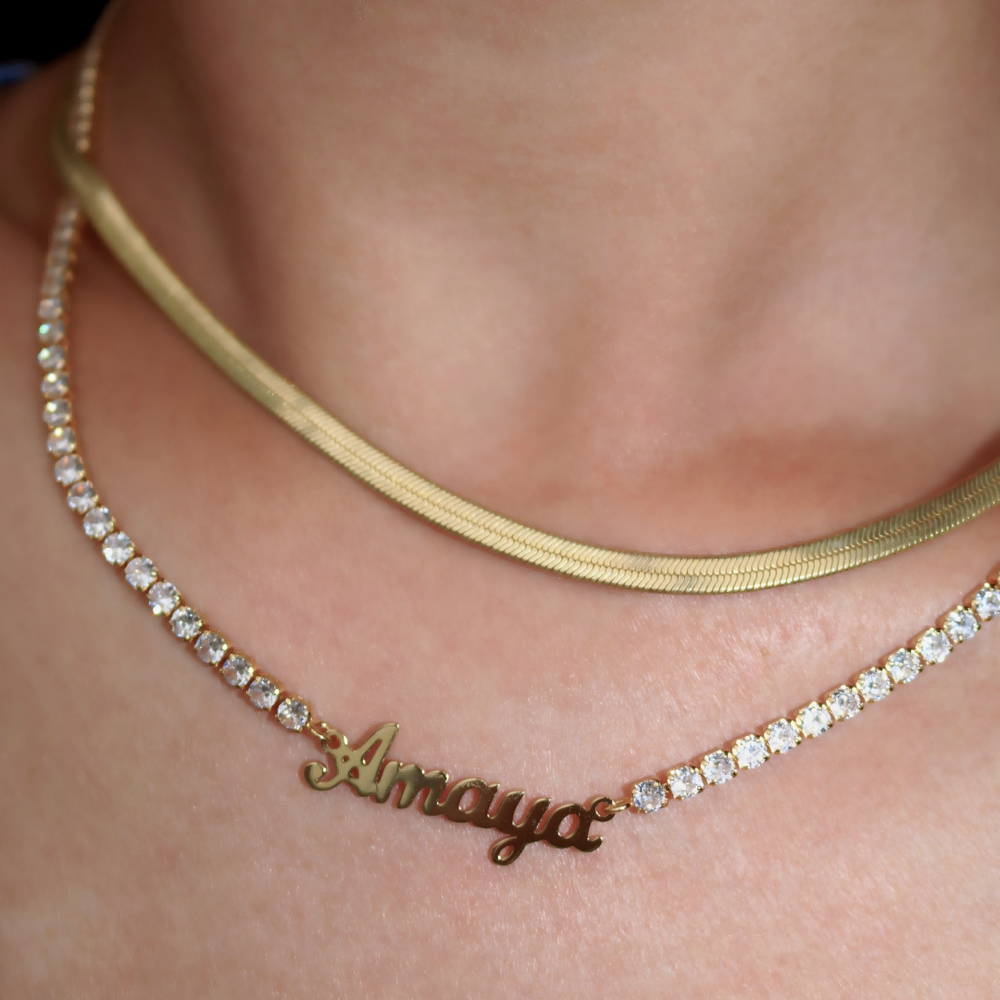 Custom Name Tennis Chain Necklace – Sterling Silver Name Pendant hot