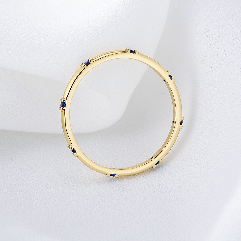 Stylish Golden Tone Wedding Band with Gemstone Accents Shineofidamond